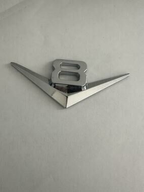 Silver V8 Vintage Logo Chrome Trunk Metal Emblem Badge Decal Sticker